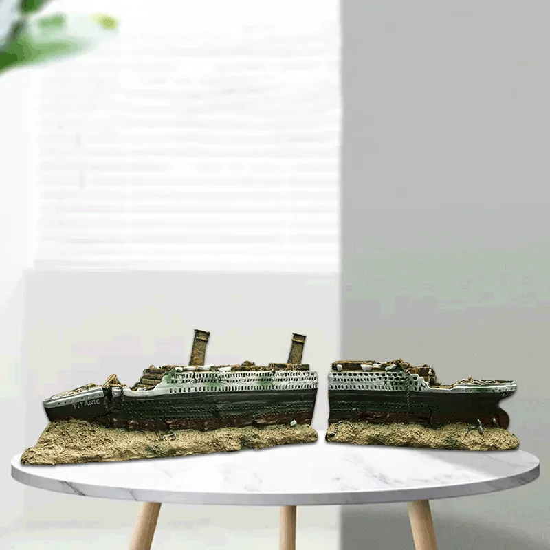 Аквариум Украшение аквариума озеленение моделирование смолы крушения военный