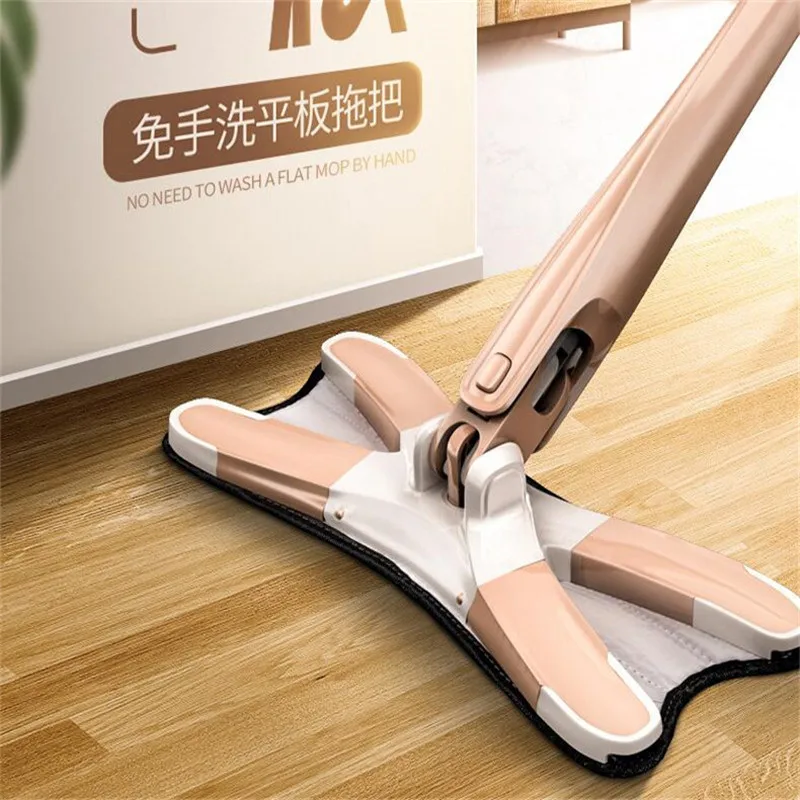 

Mop For Wash Floor Microfiber X Type Hand Free Flat Mop Manual Extrusion Home Cleaning Tools