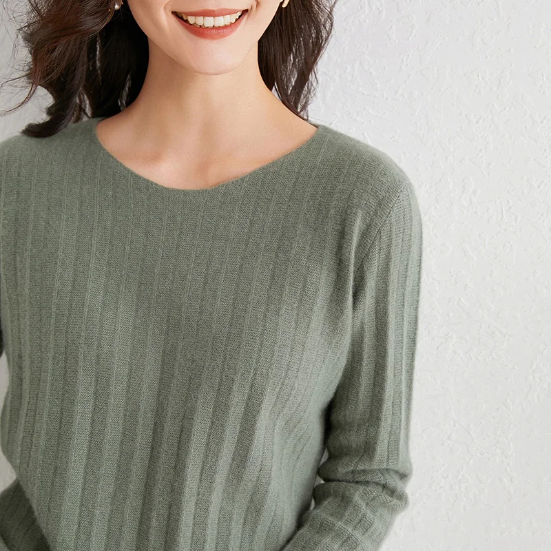 

Natural Wool Sweater Women Striped Winter Warm Pullover Jumper Knitted Female Real Wool Tops Girls Ladies Fashion Jacket Sweater