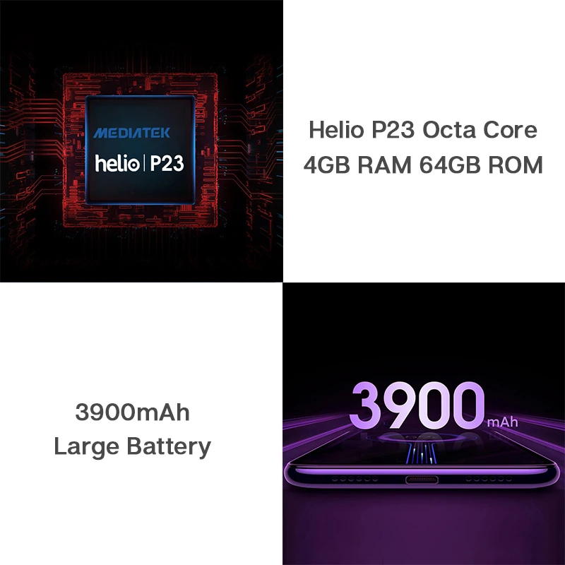ELEPHONE A7H смартфон Helio P23 Octa Core 4 Гб 64 6 &quotЭкран 13MP тройной камеры заднего Android 9 0