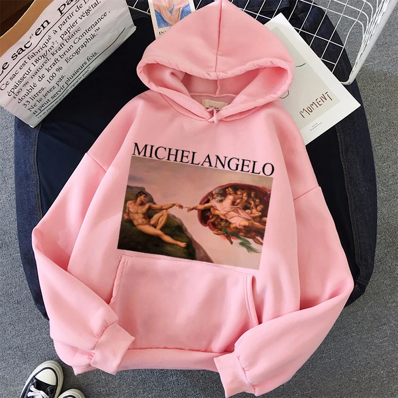 Aesthetic Angel Kiss Women Hoodie Sweatshirts Harajuku Vintage Jumper Femme Kawaii Hooded Sweatshirt Warm Pocket Pullover Jacket