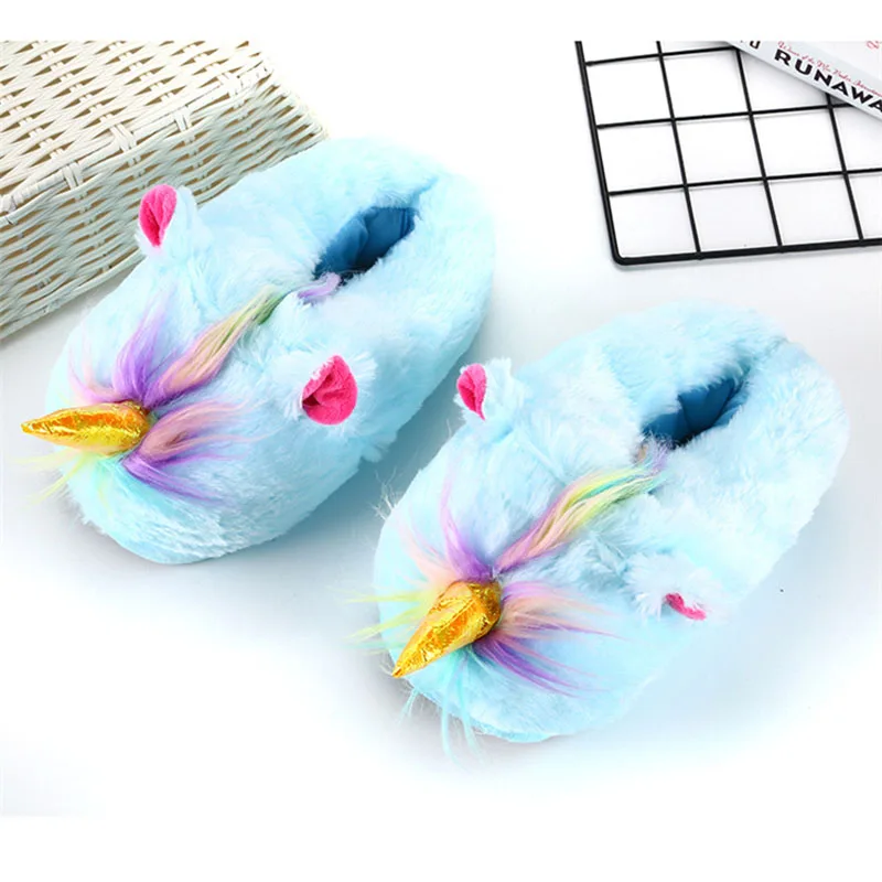 Мультяшные теплые тапочки обувь для взрослых Kigurumis Милая женская с единорогом