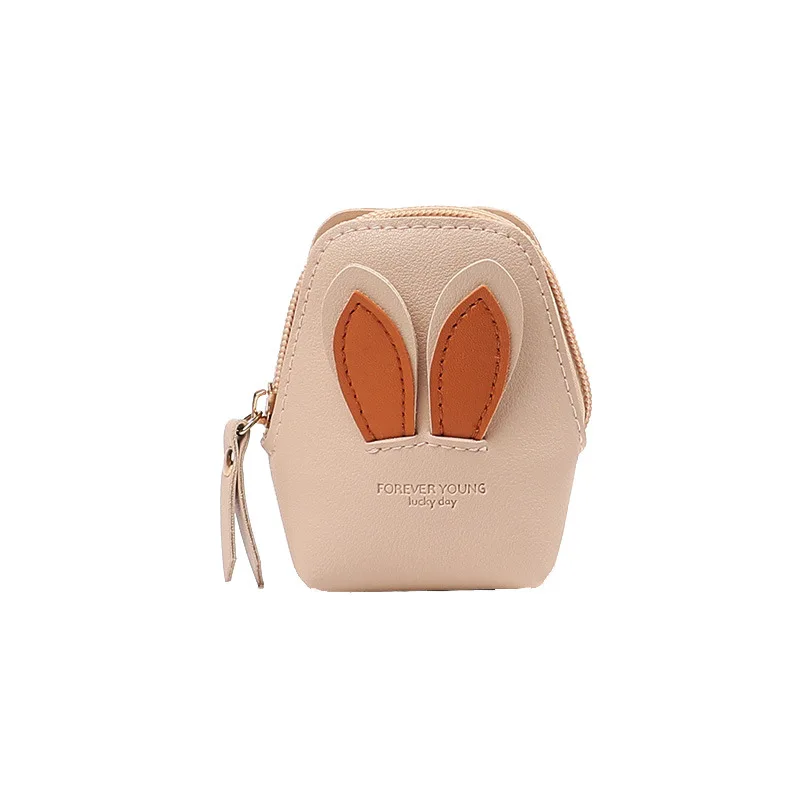 

Rabbit Ears Women's Mini Coin Purse Cartoon Animal Cute Keychain Wallet Anti-fouling Durable Silicone Bank Card ID Card Case