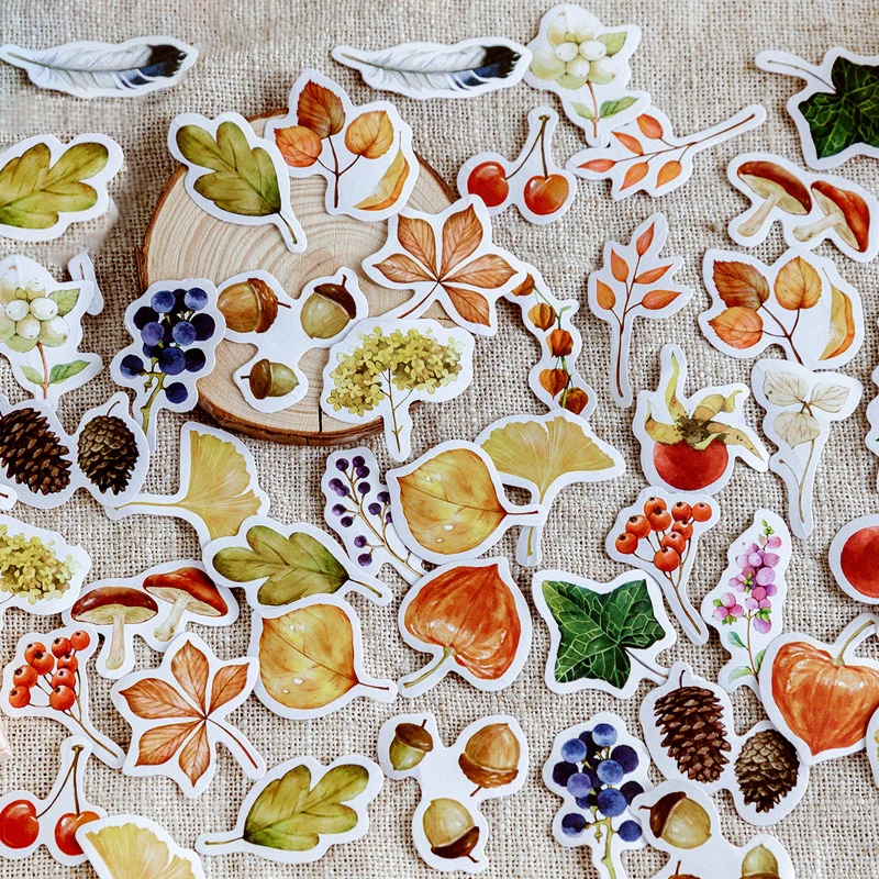 

46pcs/pack Autumn Fallen Leaves Diy Diary Sticker Album Label Scrapbooking Sticker Decoration for School Office Stationery