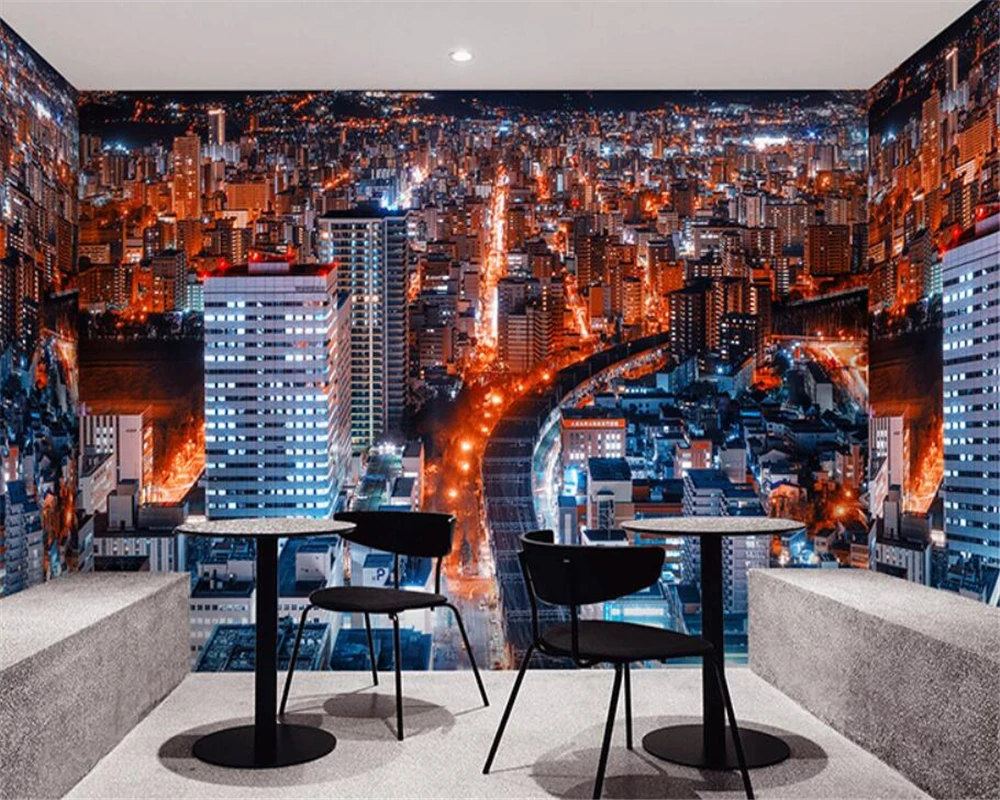 Обои beibehang для офиса и ресторана настенные бумаги с ночным пейзажем по