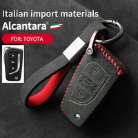 for toyota camry rav4 yaris corolla prado highlander alcantara full cover key shell car accessories
