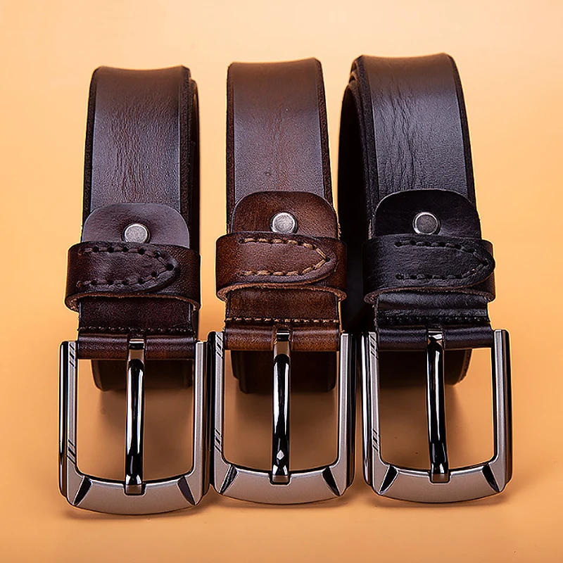 Man Belt Leaher Genuine Mens Belts Leather Casual Belts With Buckle Trouser Belt For Men New cinturones para hombre cuero   2215