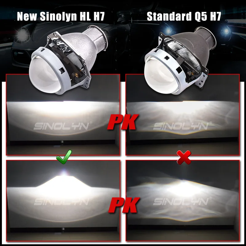 Биксеноновые прожекторные линзы Sinolyn 3 дюйма Hella H7 D2S D2H RGB Devil автомобильные фары