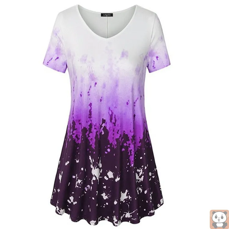 

Women's Summer Hot Sale Pullover Top Gradient Printing Oversized Loose-Fitting T-shirt Plump Girls