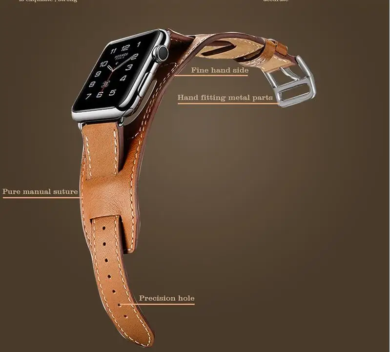Ремешок из натуральной кожи для Apple Watch Band 45 41 4/3 Series SE 76/5/44/42 кожаный звеньевой
