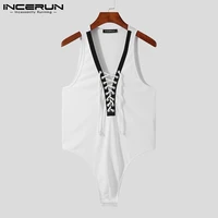 fashion casual style mens solid all match onesies cross stylish male tie knit sleeveless triangle bodysuits s 5xl 2021 incerun