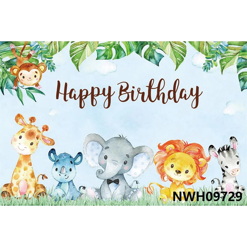 

Nitree Tropical Jungle Forest Wild Animal Safari Party Newborn Baby Shower 1st Birthday Backdrop Vinyl Photography Background 3