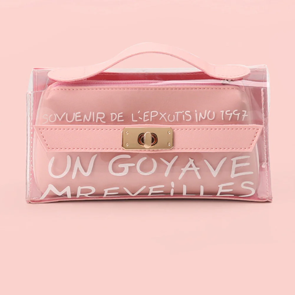 Офисная Милая прочная сумка PU кожаный пенал прозрачный Органайзер подарок