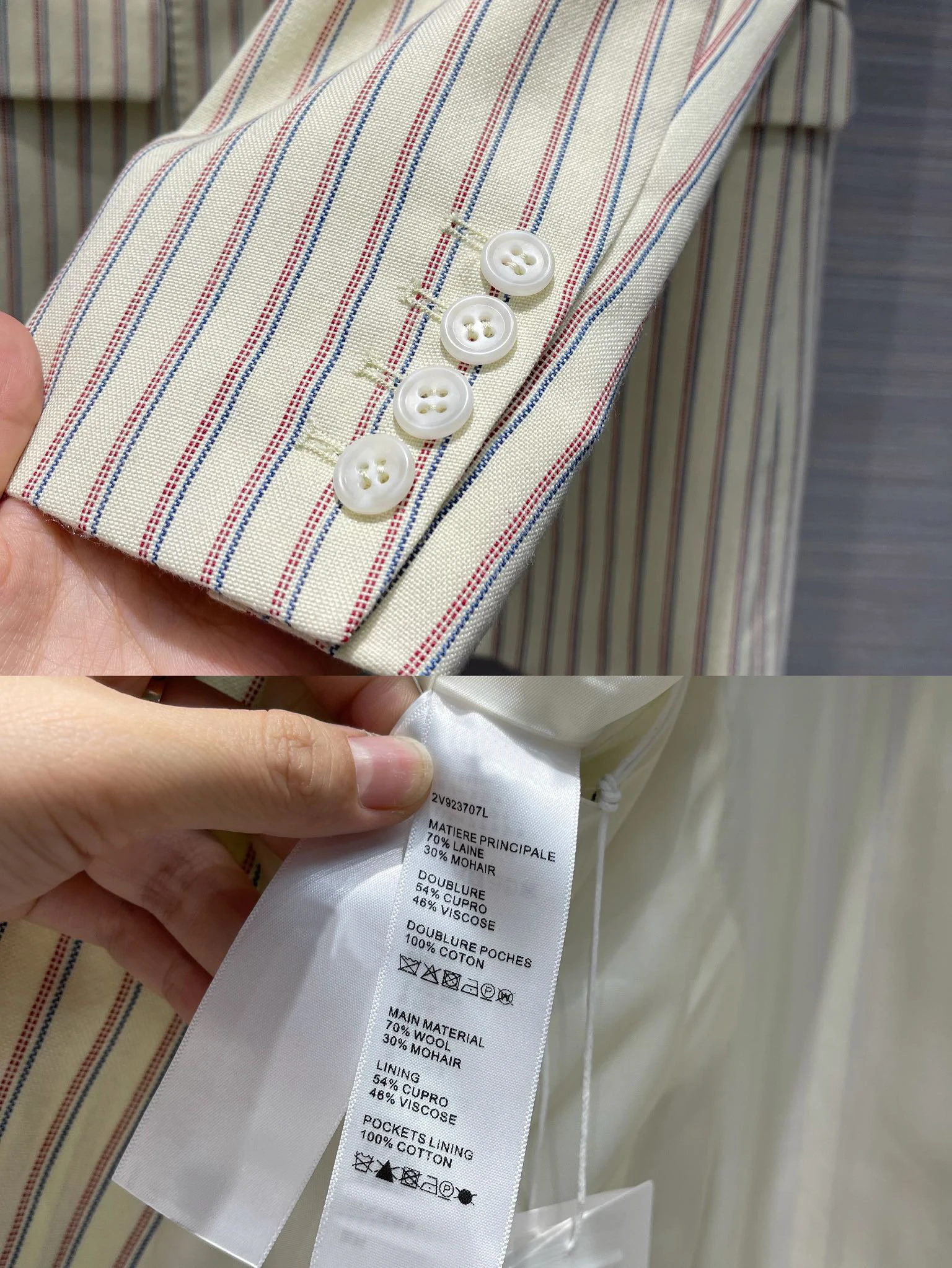 

2020 Spring Fall Blazer Jacket for Women Luxury Brand Striped Long Sleeve Loose Blazer Double Breasted Wool Mohair Blended Suits