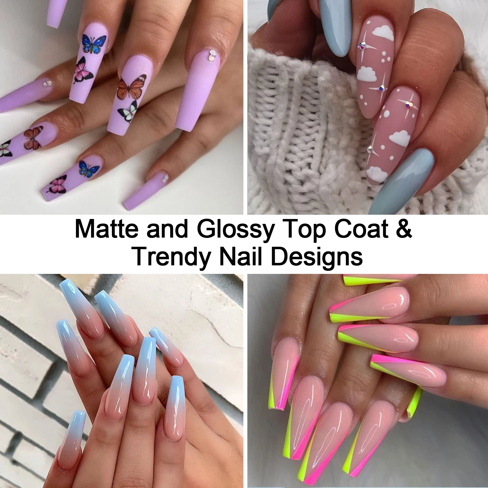 

Yayoge Gel Base and Top Coat in Matte & High Gloss, No Wipe Gel Top Coat Long Lasting, Matte Gel Top Coat Nail Polish LED Gel