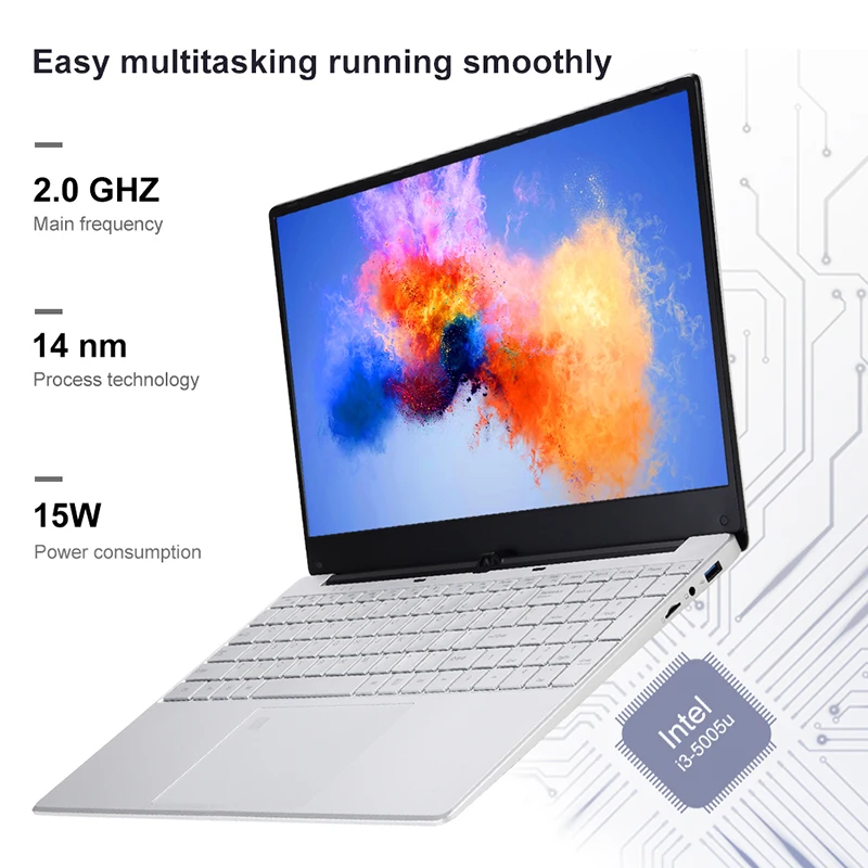 15,6 дюймов процессор Intel Core i3 5005U ноутбук Windows10 8G Оперативная память 128/256/512 ГБ SSD Тетрадь узкие Пограничный экран и ультратонких ноутбуках, определение отпечатка пальца