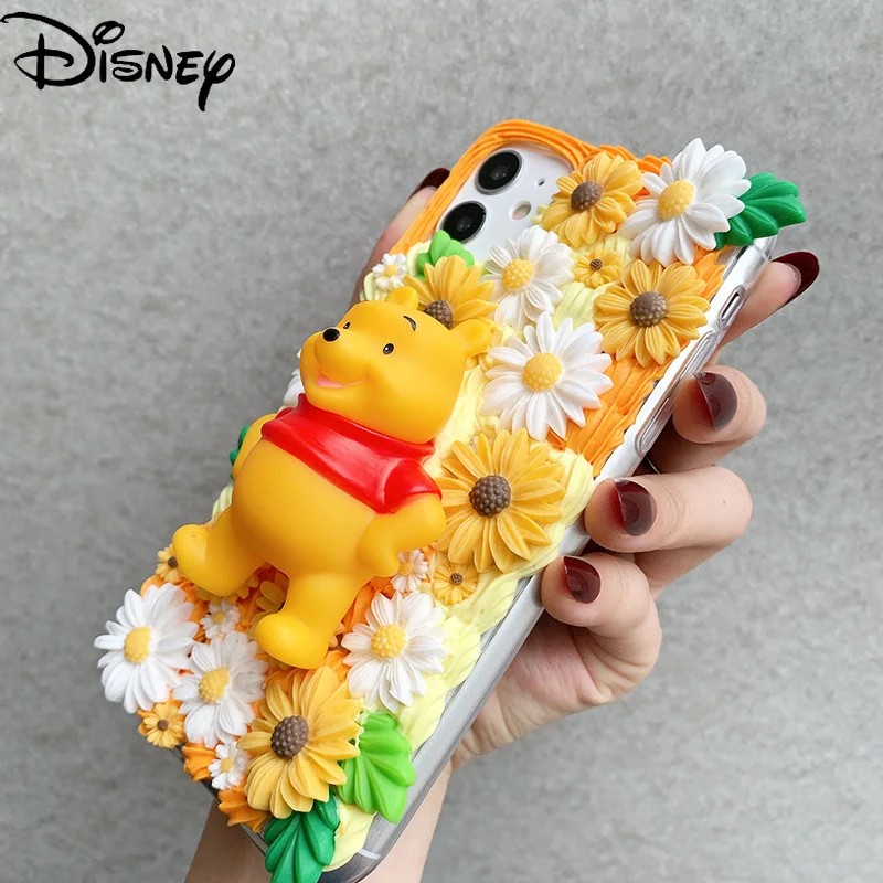 

Disney cartoon cute victor bear handmade DIY cream glue girl mobile phone case for iPhone11/12pro/11Promax/12mini/XS/SE/XR /7P/8