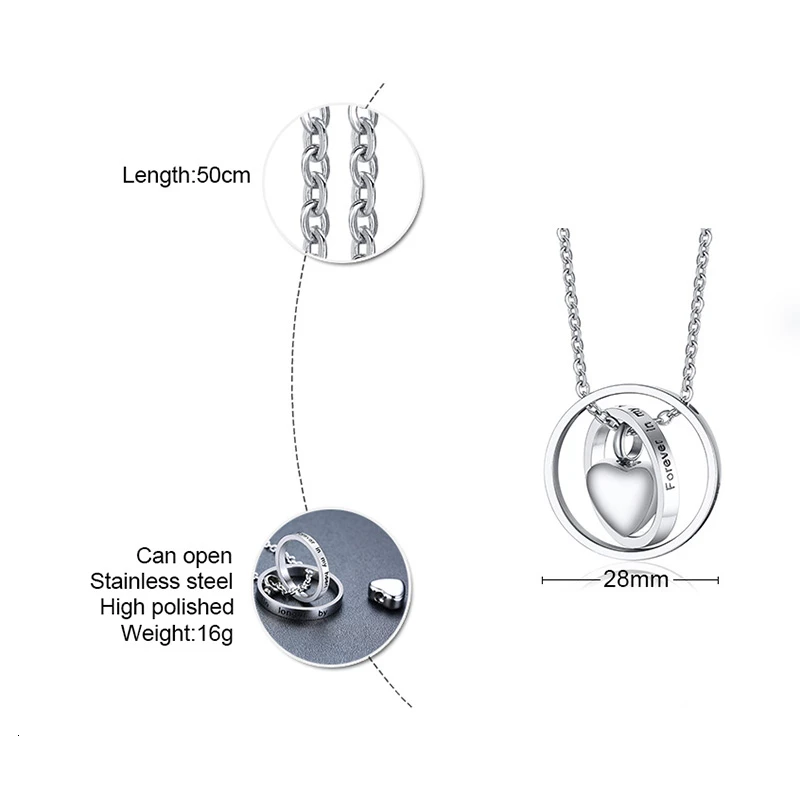 Vnox мужское женское ожерелье с кремационной урной ювелирной гравировкой