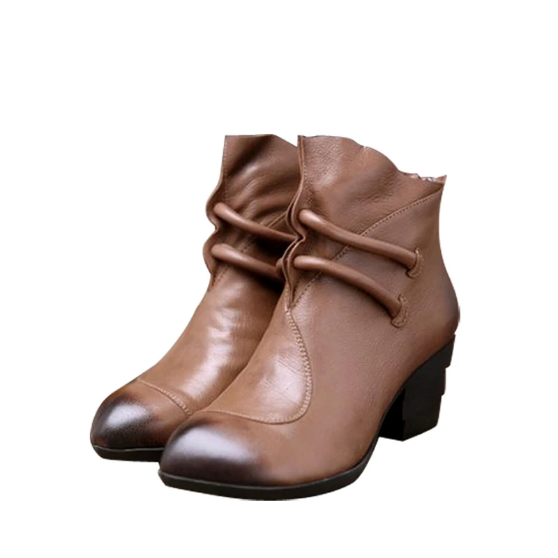 Tayunxing обувь ручной работы из натуральной кожи женские ботинки овечьей удобная на