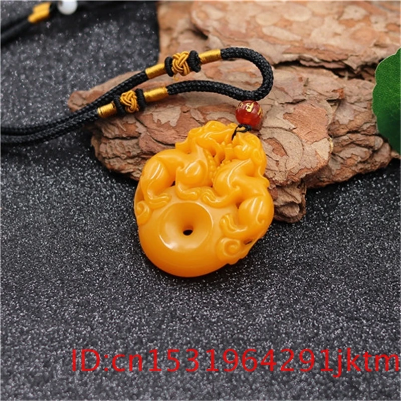 

jade Tiger Pendant Necklace Fashion Hand Gifts Charm Yellow Men Double-sided Carved for Jadeite Jewelry Amulet Natural Women