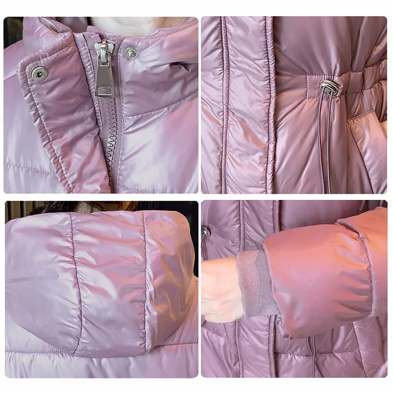 

Aibeautyer 2021 New Winter Cotton Jacket Women Warm Fashionable Windproof Coat with Large Pockets Long Parkas Women Parkas