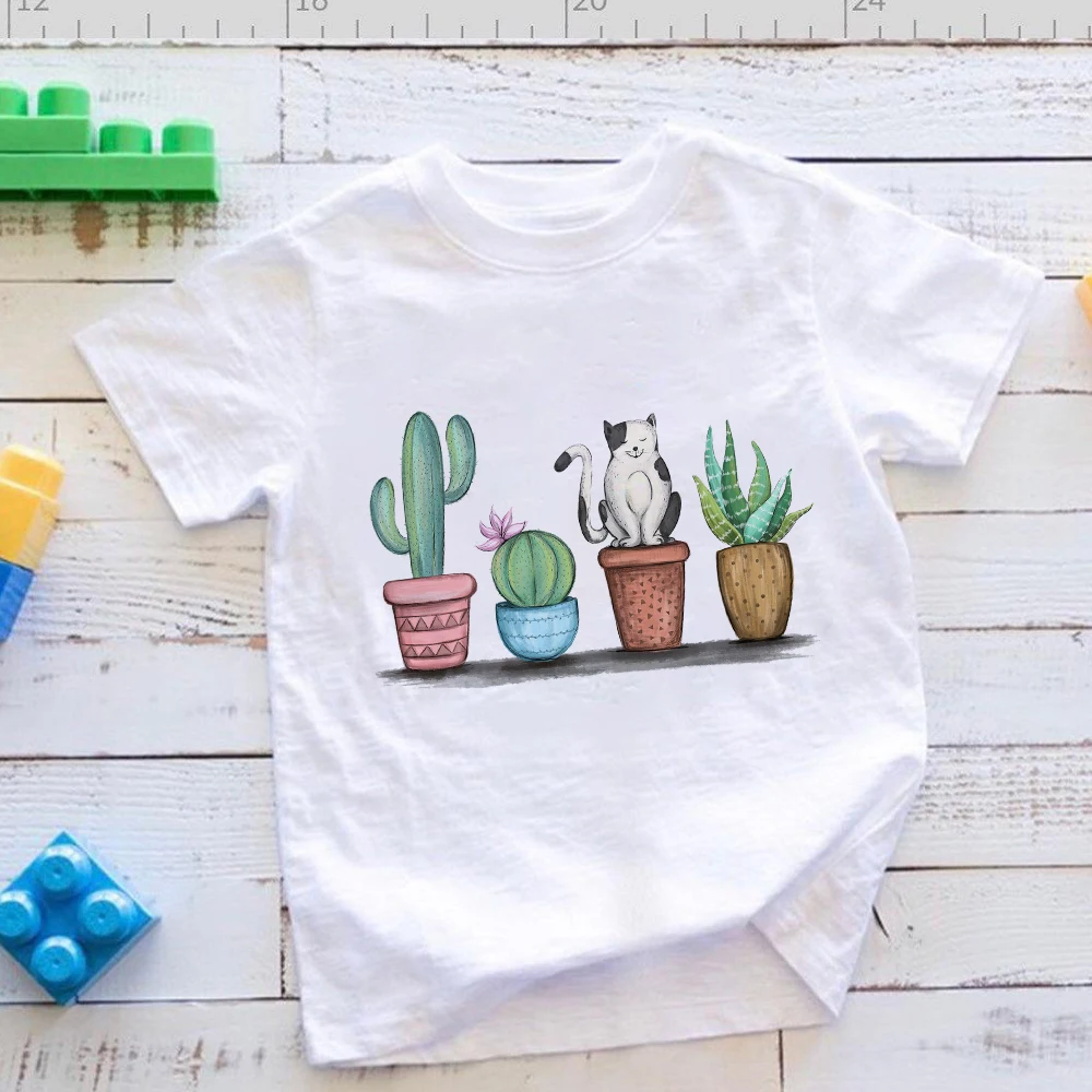 

French Clothes for Kids Fashion Aesthetic Cartoon Plant Graphic Tee Shirt Boy Girl Summer Outdoor Casual T-shirt Breathable