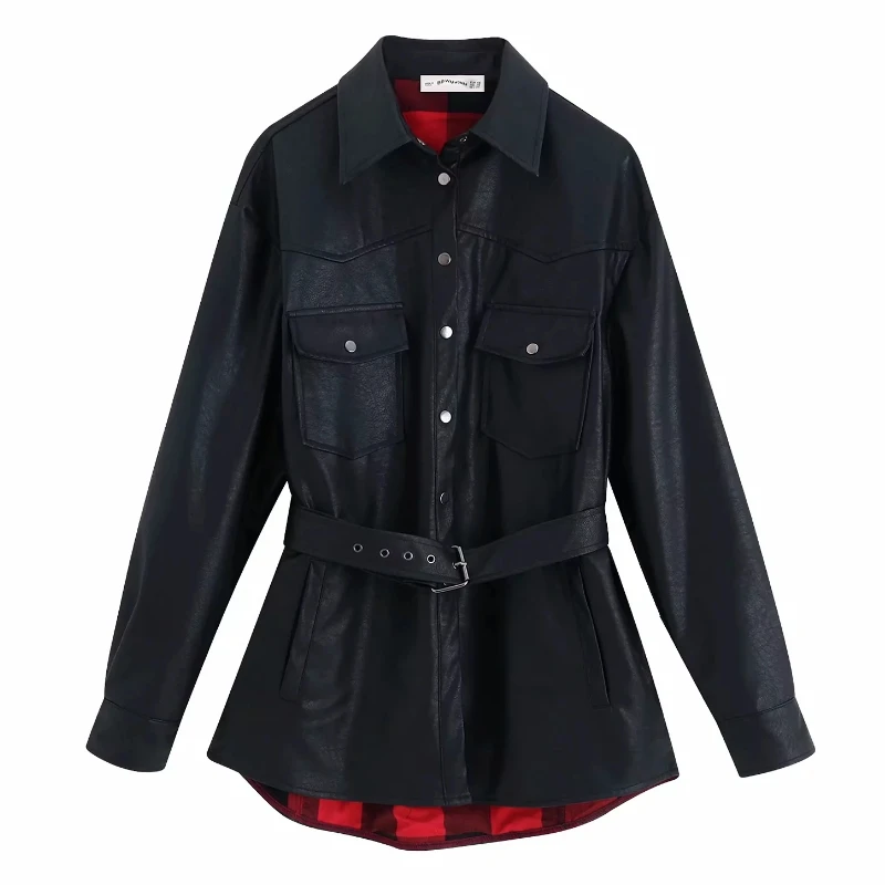 2019 Для женщин Винтаж двойные карманы из искусственной кожи Повседневная Тонкий