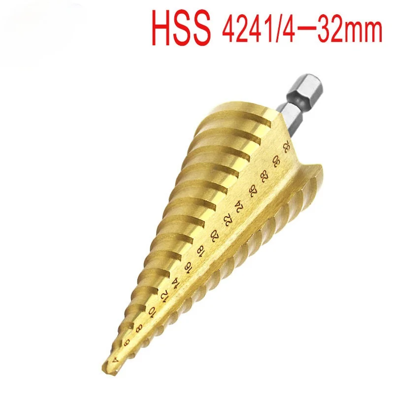 

4241 Material Hexagonal Handle Step Drill/Pagoda Drill/Auger Bit Steel Plate Tapper 4-32 Single Piece