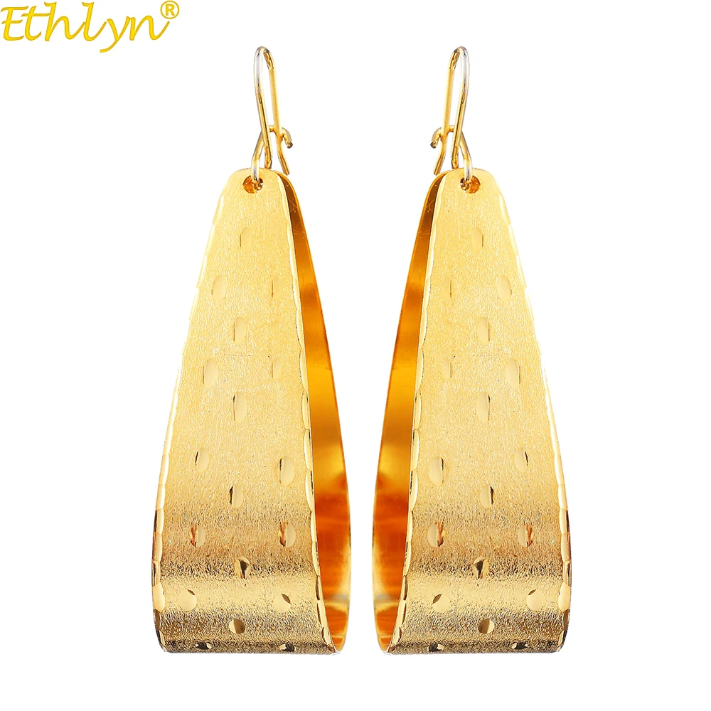 Ethlyn Золото Цвет Висячие серьги для африканских нигерийских женщин/девочек