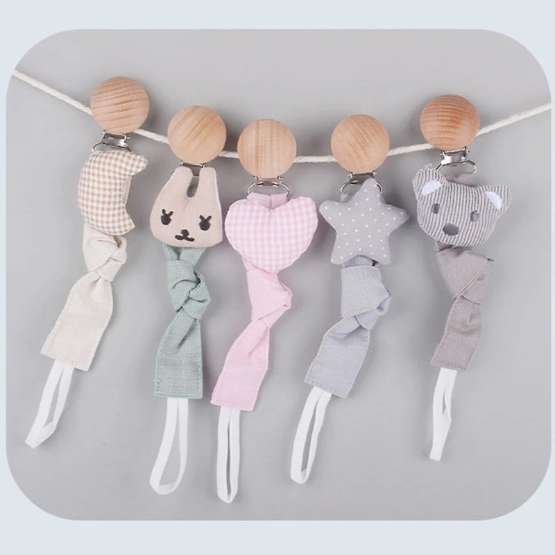 

Baby Teether Beech Wooden Clip Cotton Linen Pacifier Chain Dummy Nipple Soother Holder Leash Strap for Infants Newborn Shower G