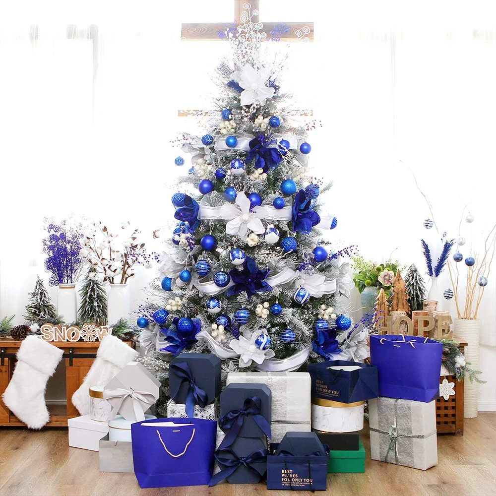 

24pcs Blue Christmas Balls Christmas Ornaments Balls 6cm Xmas Tree Pendants Home Party Decor Christmas Tree Decorations