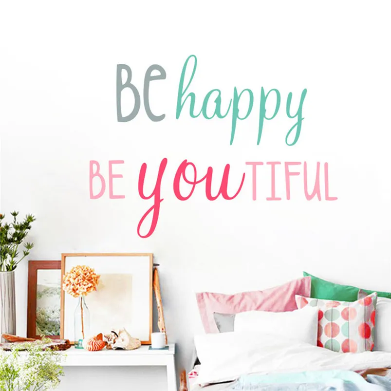 Наклейки на стену с надписью Be Happy 30 сентября|Наклейки стену| |