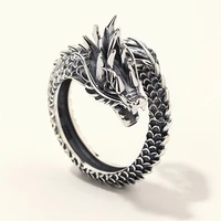 new retro animal dragon ring mens and womens punk motorcycle rock rap embrace gothic skeleton ring thai jewelry adjustable