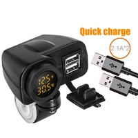 motorcycle phone charger digital display motorcycle dual usb charger voltmeter thermometer for cell phone accessories