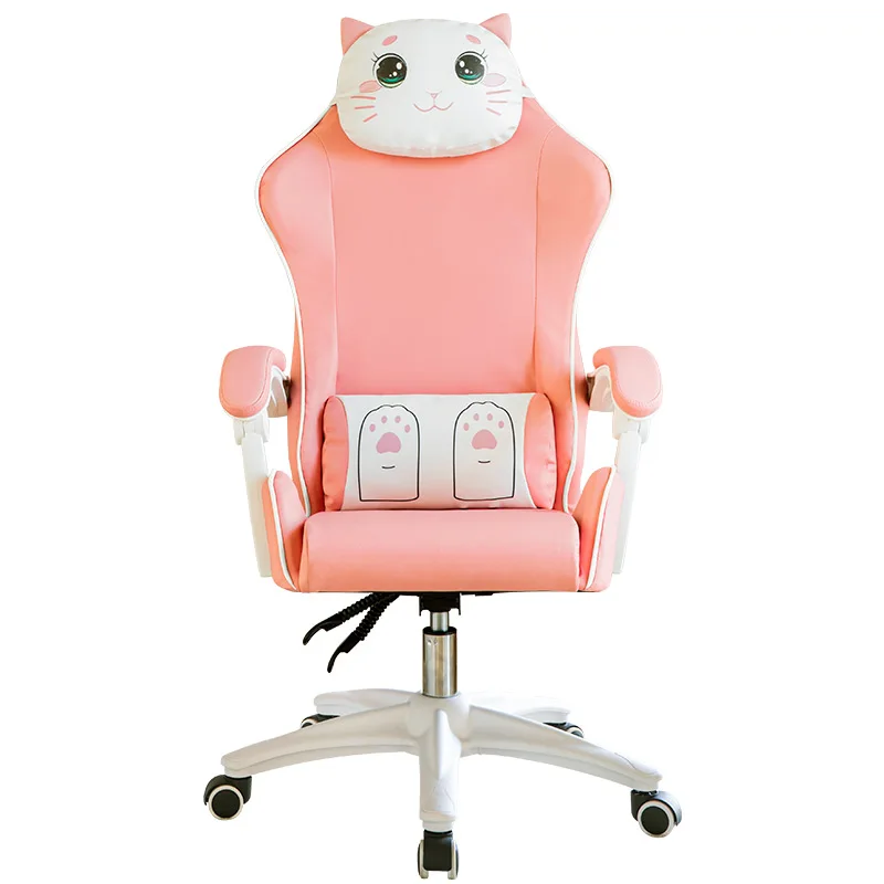 

Cartoon Cute Chair Girl Gaming Chair Swivel Chair Adjustable Comfortable Computer Chair Office Chair Pink Live Gamer Chairs