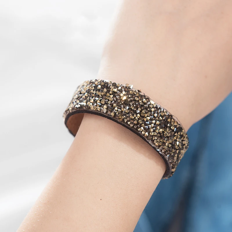 Широкий из искусственной кожи браслет Fever &amp Free роскошные модные стразы с