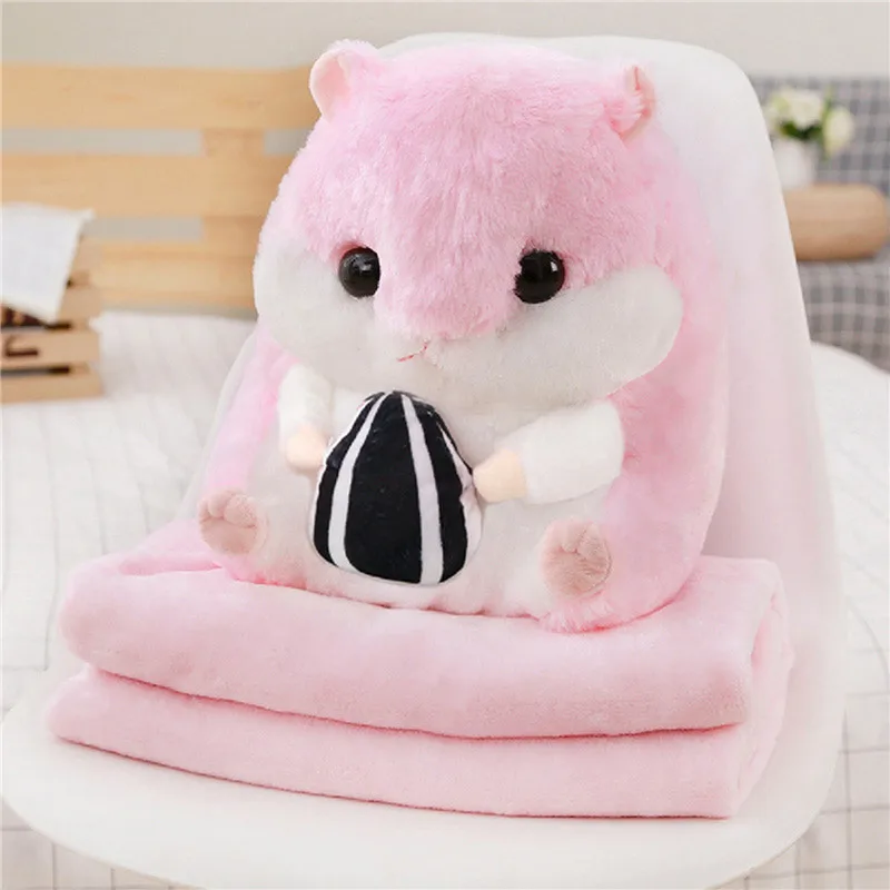 

Hamster Doll Airable Blanket Three-in-One Napping Pillow Hamster Plush and Blanket Plush Toys Birthday Gifts Pocket Handcuffs