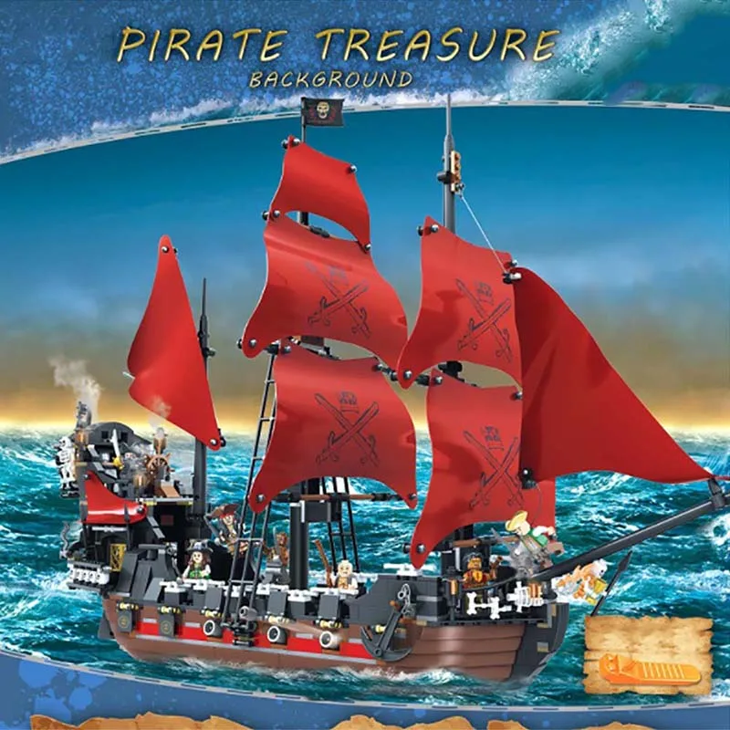 

Black Pearl Ship Pirate Ships Queen Anne Model Building Blocks Compatible Caribbeaned Bricks DIY Kids Toys Boys Birthday Gifts
