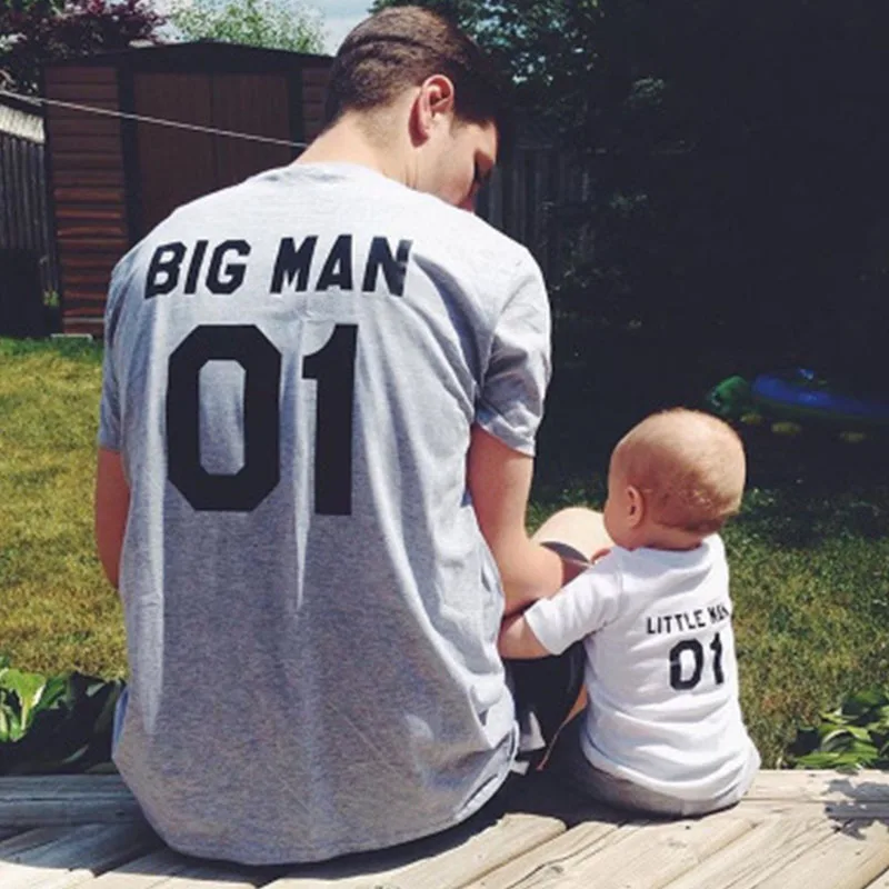 одинаковая одежда семья семейная для малышей Футболка с надписью Big Man родителей