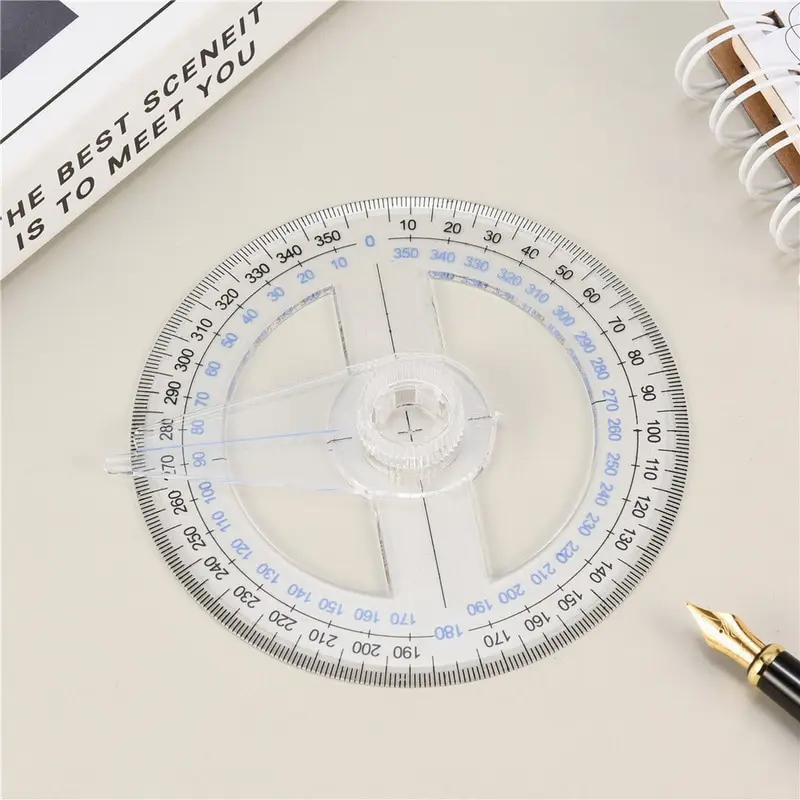 

360 Degree Pointer Ruler Protractor Angle Finder Swing Arm for School Office Round Ruler 360 Degree Swing Arm Angle Finder