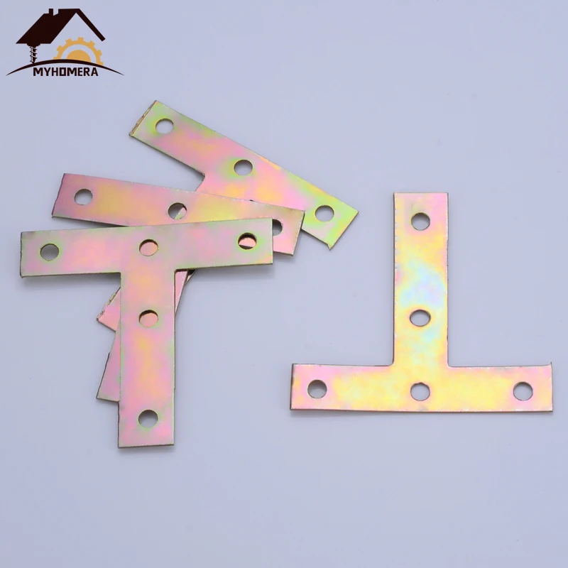 Myhomera 4Pcs Strengthen Connection T Shape Code Corner Connector Brackets Table Chair Bed Board Joint Fastener Angle Support |