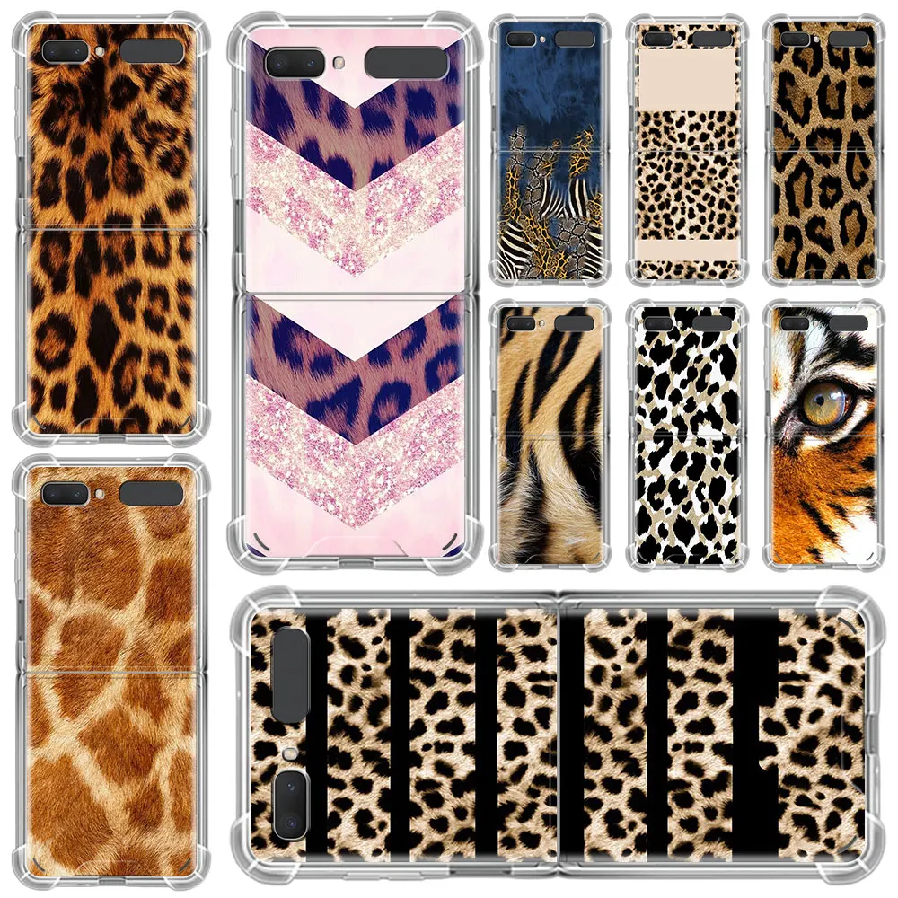 

Tiger Leopard Print Capa For Samsung Galaxy Z Flip 3 5G Case Airbag Clear TPU Shockproof Cover Transparent Cell Phone Funda