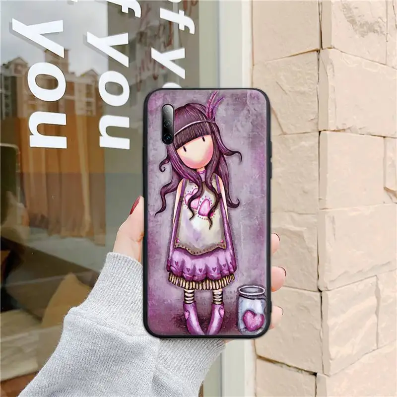 

Black fashion Santoroes Gorjuss girl Phone Case for redmi note 5 5A 6 7 8 9 Pro Max 10 8T Funda Shell