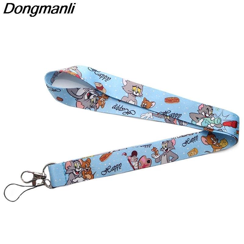 PC201 Кот брелок шнур значок ID карабином новые стильные тесёмки оптом/Мобильный