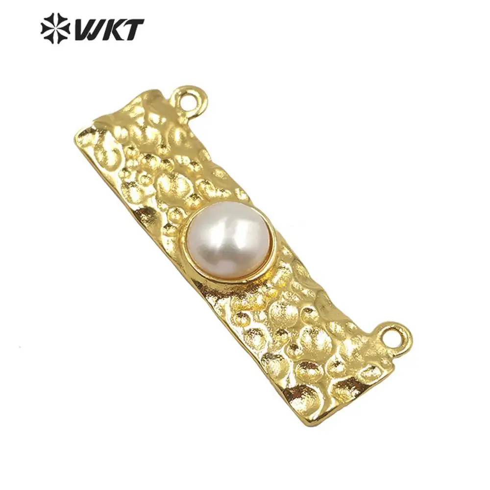 Подвеска с жемчугом прямоугольная гальваническим покрытием из золота WT-JP189 |