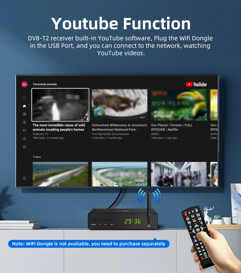 ТВ-тюнер DVB-T2 ТВ-приставка Vga DVB T2 для цифрового ТВ-приемника приемник Wi-Fi внешняя