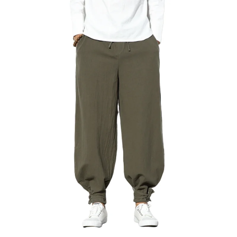 Брюки мужские хлопково льняные шаровары джоггеры традиционная китайская одежда