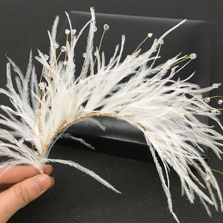 Для женщин и девушек Модные женские туфли с отделкой белыми перьями бисером