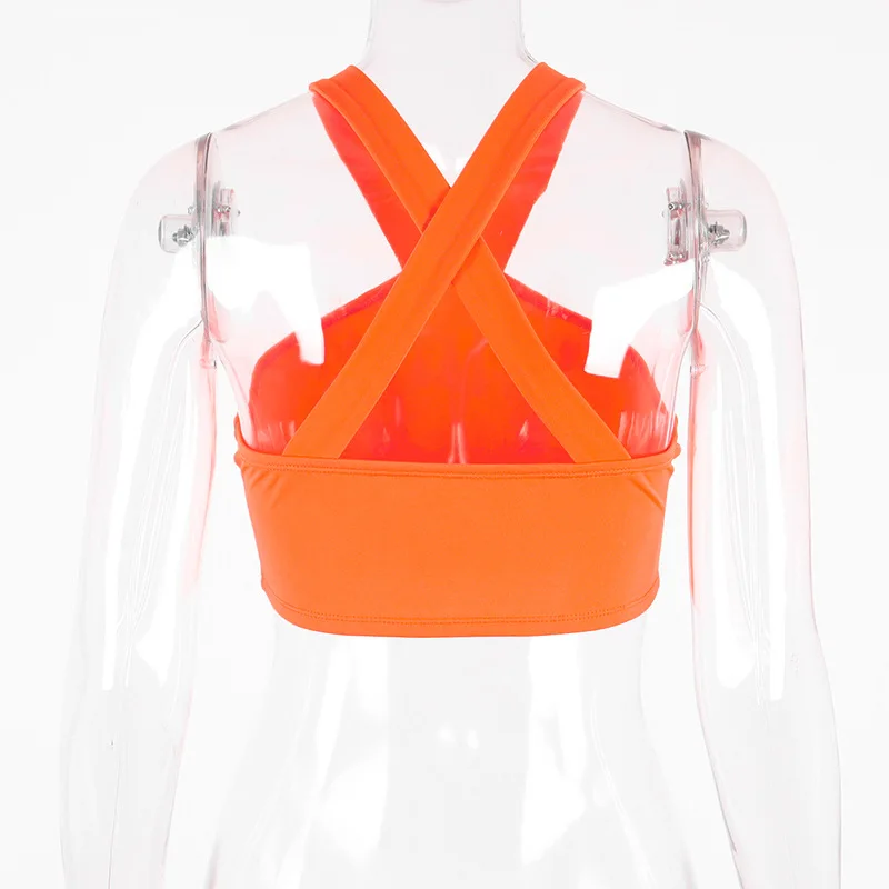 Оставайтесь аккуратными неоновые оранжевые кружевные тонкие топы на бретелях 2019