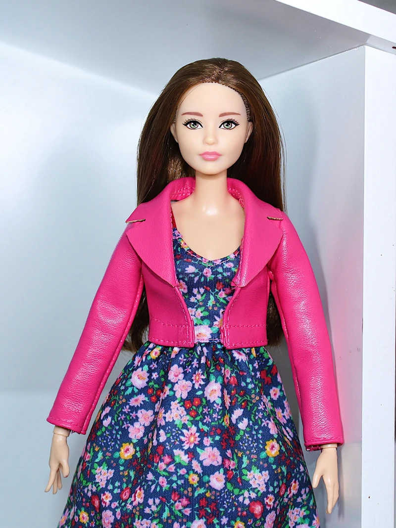 Горячий розовый и черный кожаный наряд пальто для 1/6 BJD Xinyi FR ST Кукла Барби/Одежда